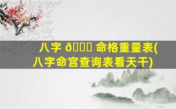 八字 💐 命格重量表(八字命宫查询表看天干)